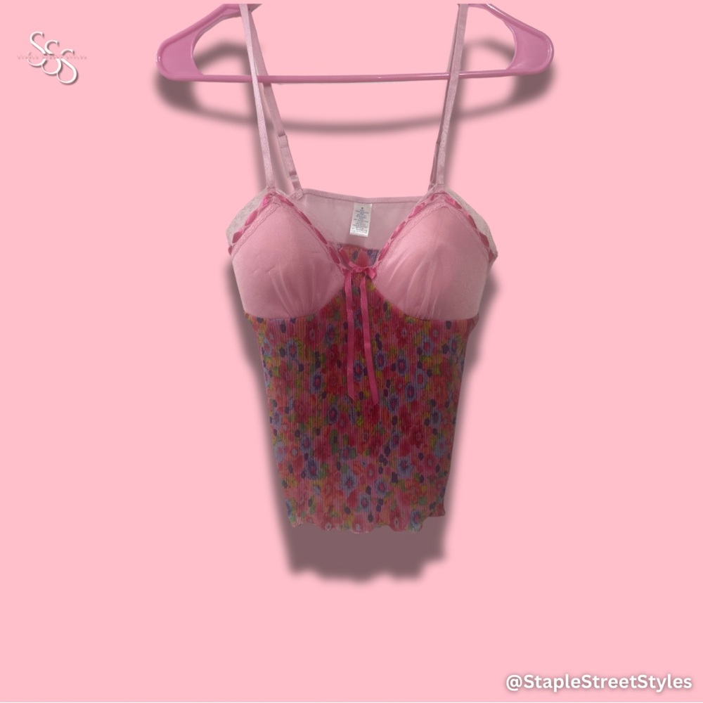 René Rofé pink and floral corset top size small